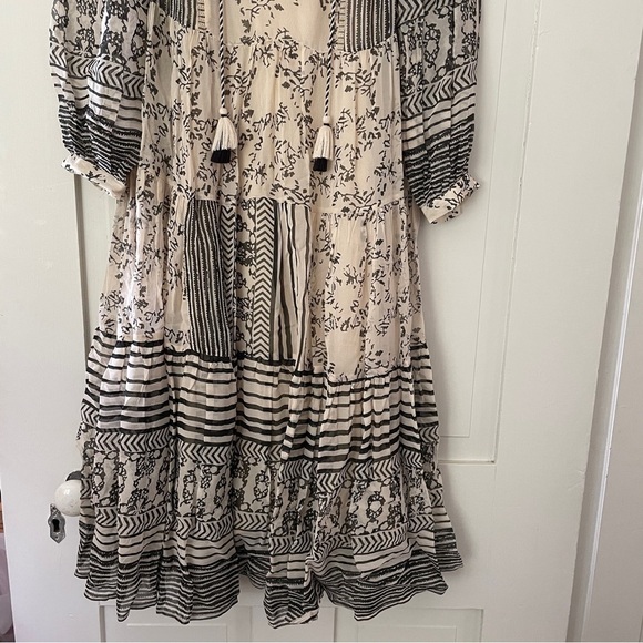 Anthropologie Cream & Black Talulah Tiered MIDI Dress - Picture 10 of 13